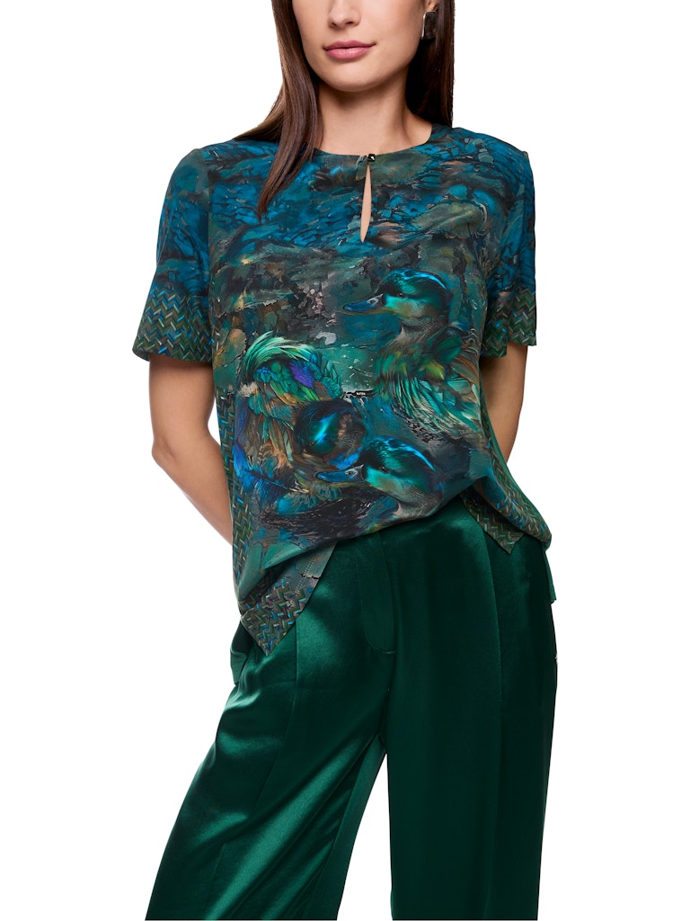 Blusenshirt mit Print in dark green