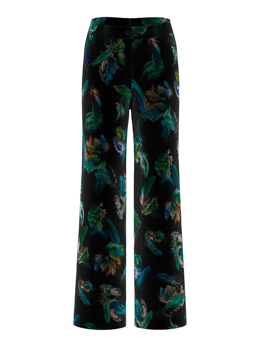 Samt-Hose mit Federprint in dark green Modell WARRI