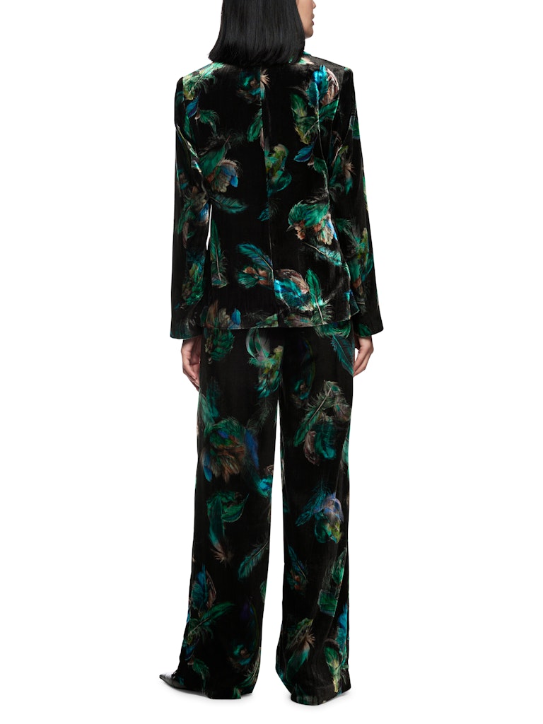 Samt-Hose mit Federprint in dark green Modell WARRI