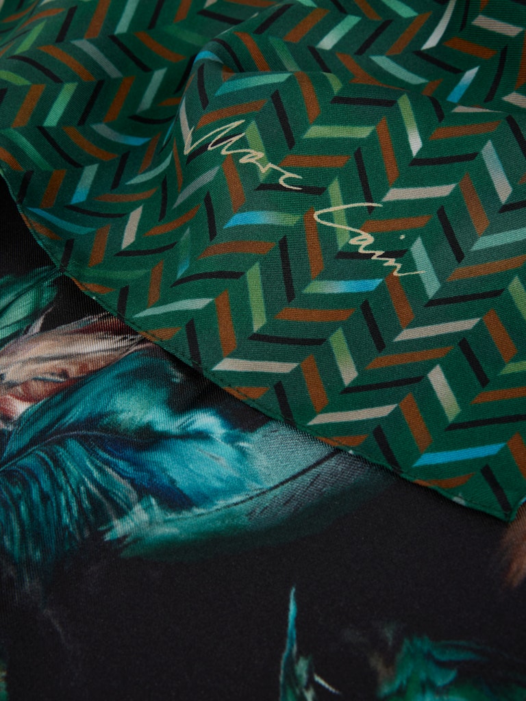 Seidenschal mit Printmix in dark green