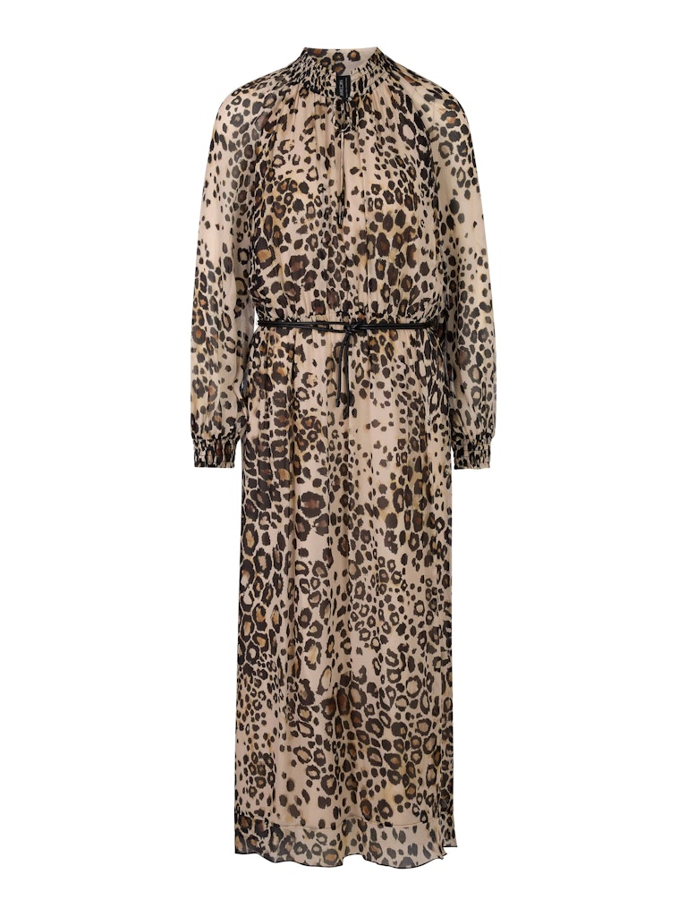 Maxi-Kleid mit Leo Print in soft cappuccino