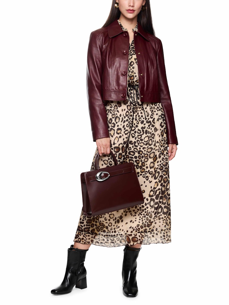 Maxi-Kleid mit Leo Print in soft cappuccino