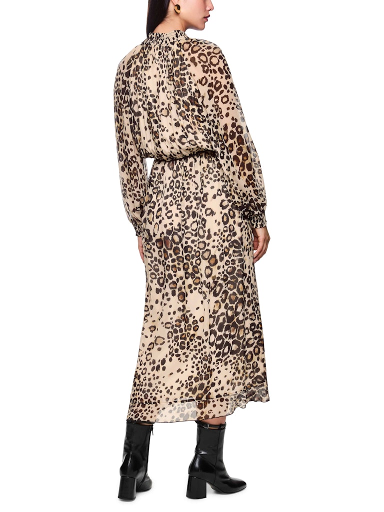 Maxi-Kleid mit Leo Print in soft cappuccino