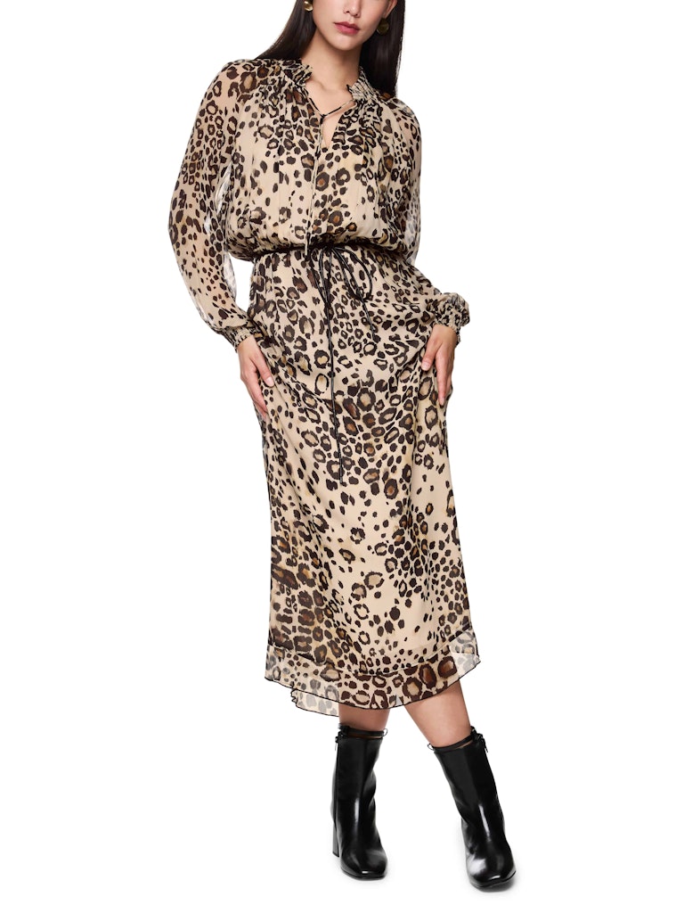 Maxi-Kleid mit Leo Print in soft cappuccino