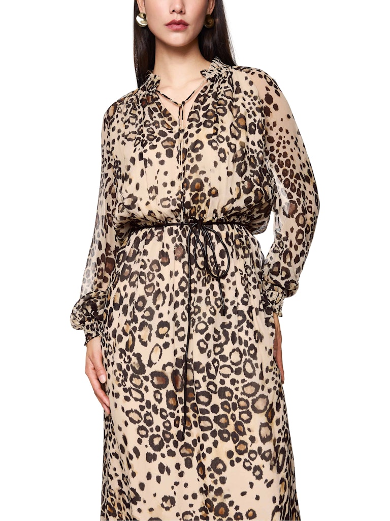 Maxi-Kleid mit Leo Print in soft cappuccino