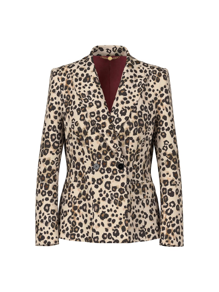 Scuba Blazer mit Leo-Print in soft cappuccino