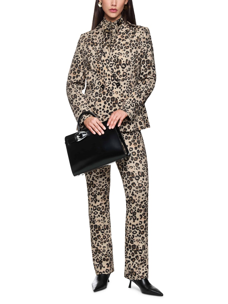 Scuba Blazer mit Leo-Print in soft cappuccino