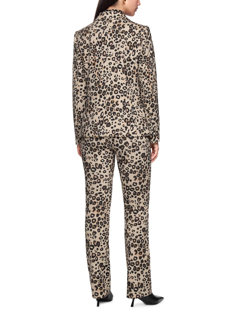 Scuba Blazer mit Leo-Print in soft cappuccino
