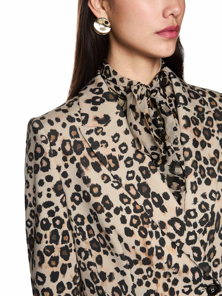 Scuba Blazer mit Leo-Print in soft cappuccino