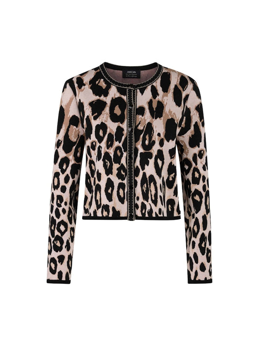 Cardigan im Leo-Muster in soft cappuccino Knitted in Germany