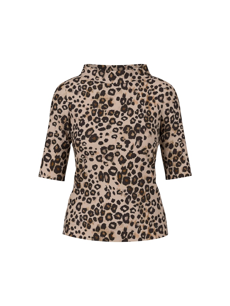 Shirt mit Leo-Print in soft cappuccino