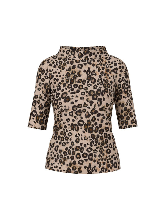 Shirt mit Leo-Print in soft cappuccino