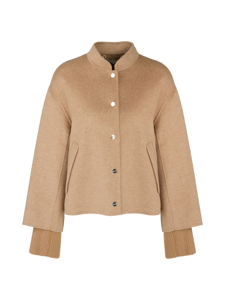 Woll-Jacke mit Bündchenärmeln in camel