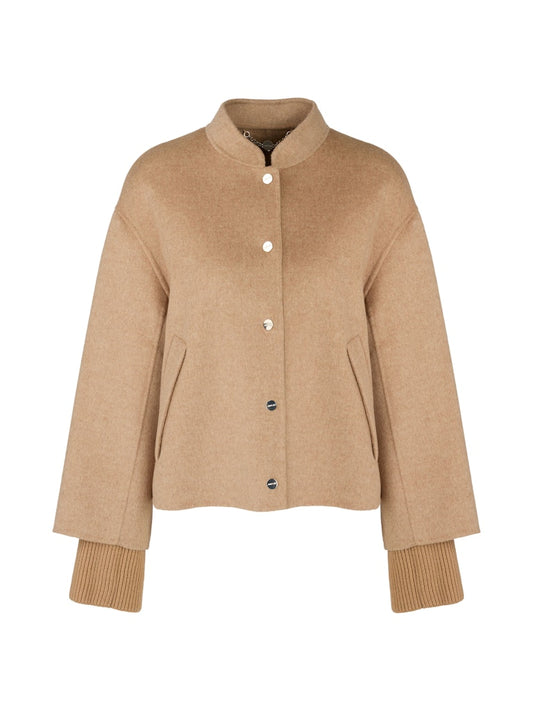 Woll-Jacke mit Bündchenärmeln in camel