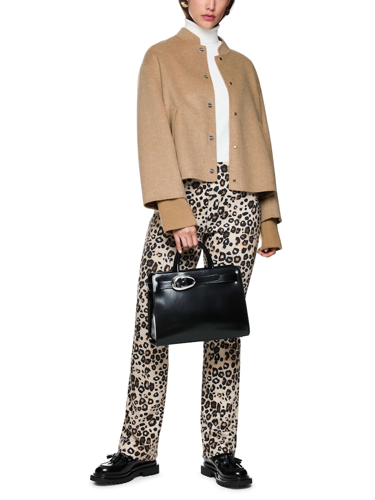 Woll-Jacke mit Bündchenärmeln in camel