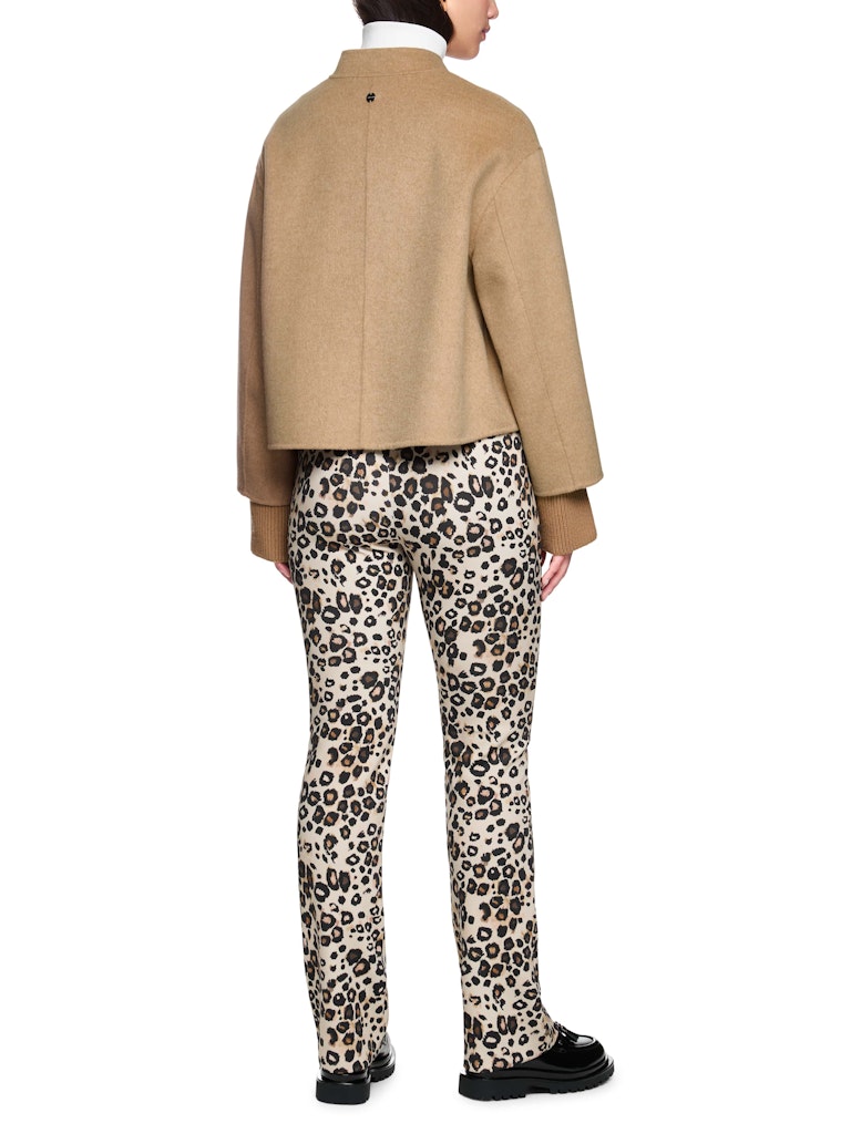 Woll-Jacke mit Bündchenärmeln in camel