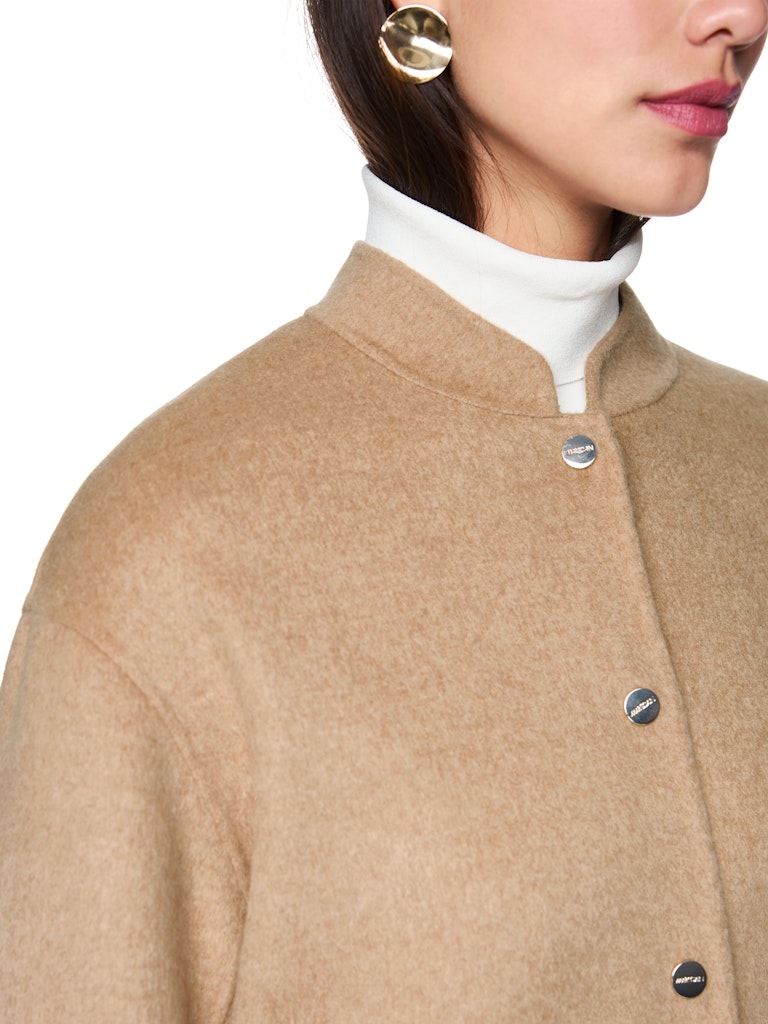 Woll-Jacke mit Bündchenärmeln in camel