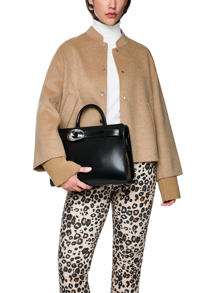 Woll-Jacke mit Bündchenärmeln in camel