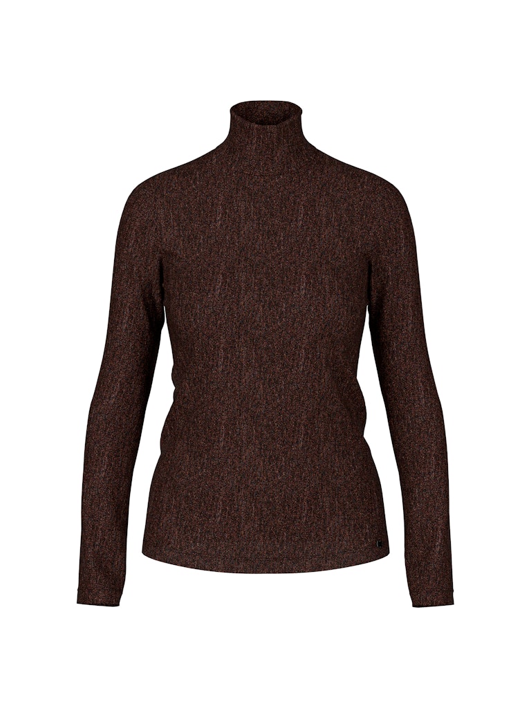 Schmaler Lurex-Longsleeve in dark chestnut brown