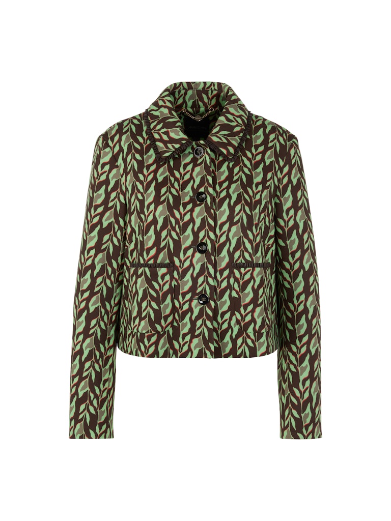 Kurze Scuba Jacke im Blatt-Print in dark wood