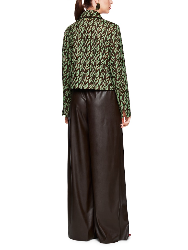Kurze Scuba Jacke im Blatt-Print in dark wood