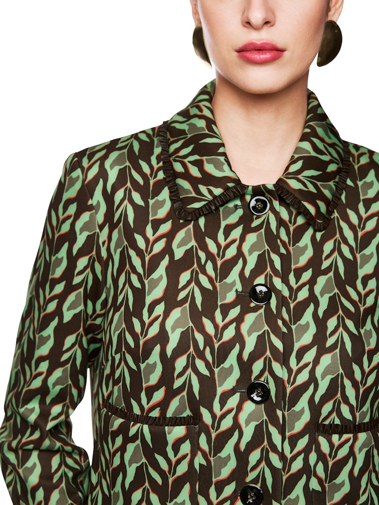 Kurze Scuba Jacke im Blatt-Print in dark wood