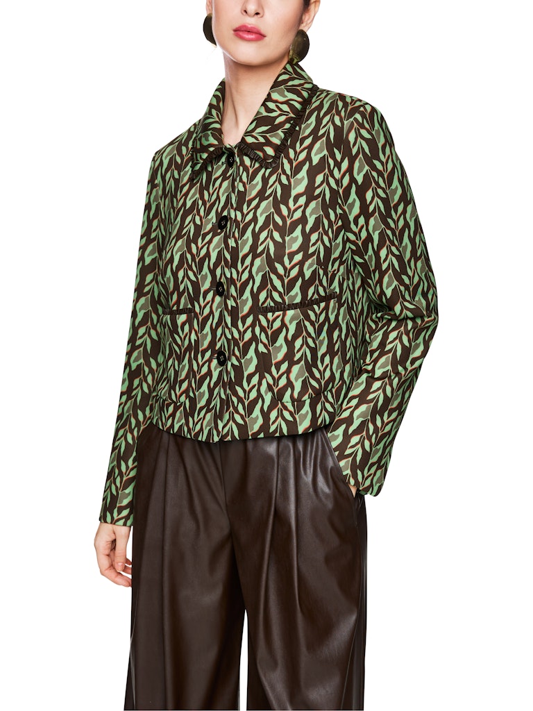 Kurze Scuba Jacke im Blatt-Print in dark wood