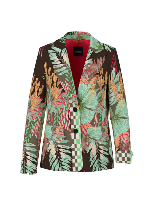 Blazer mit floralem Print in dark wood