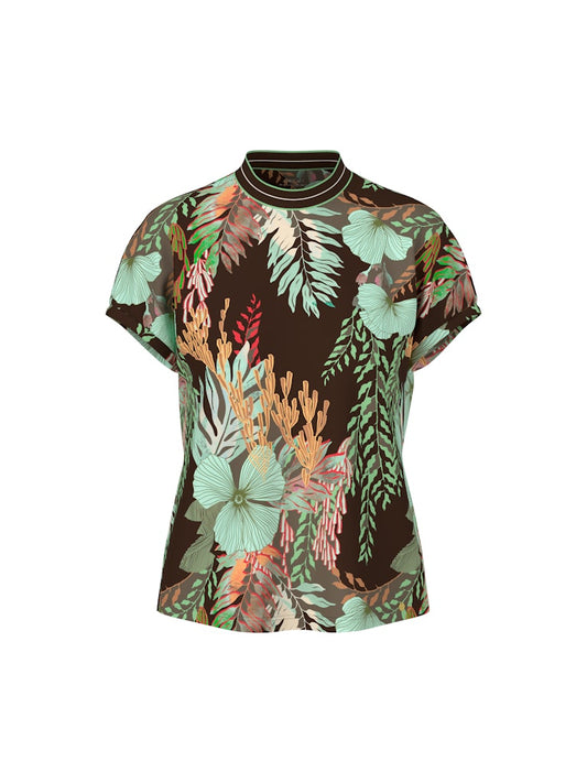 Shirt mit floralem Print in dark wood