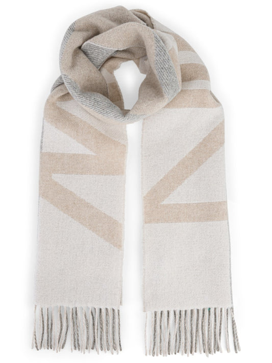 Schal aus Woll-Mix mit Logo-Print in soft charcoal