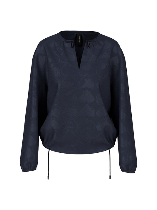 Bluse in navy mit tonigem Heart-Dessign
