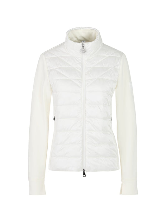 Jacke im Material-Mix in creme mit Stretch-Ärmeln