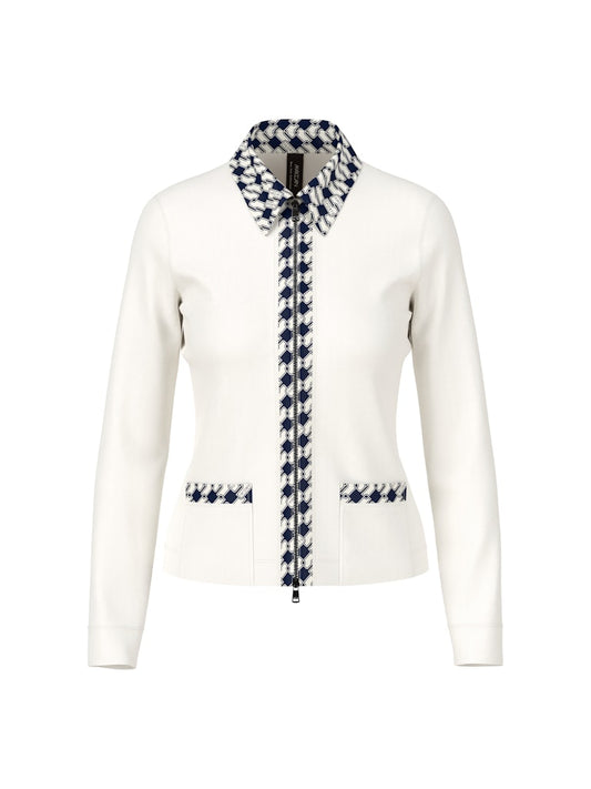Jersey-Jacke in creme mit Cube-Print-Details