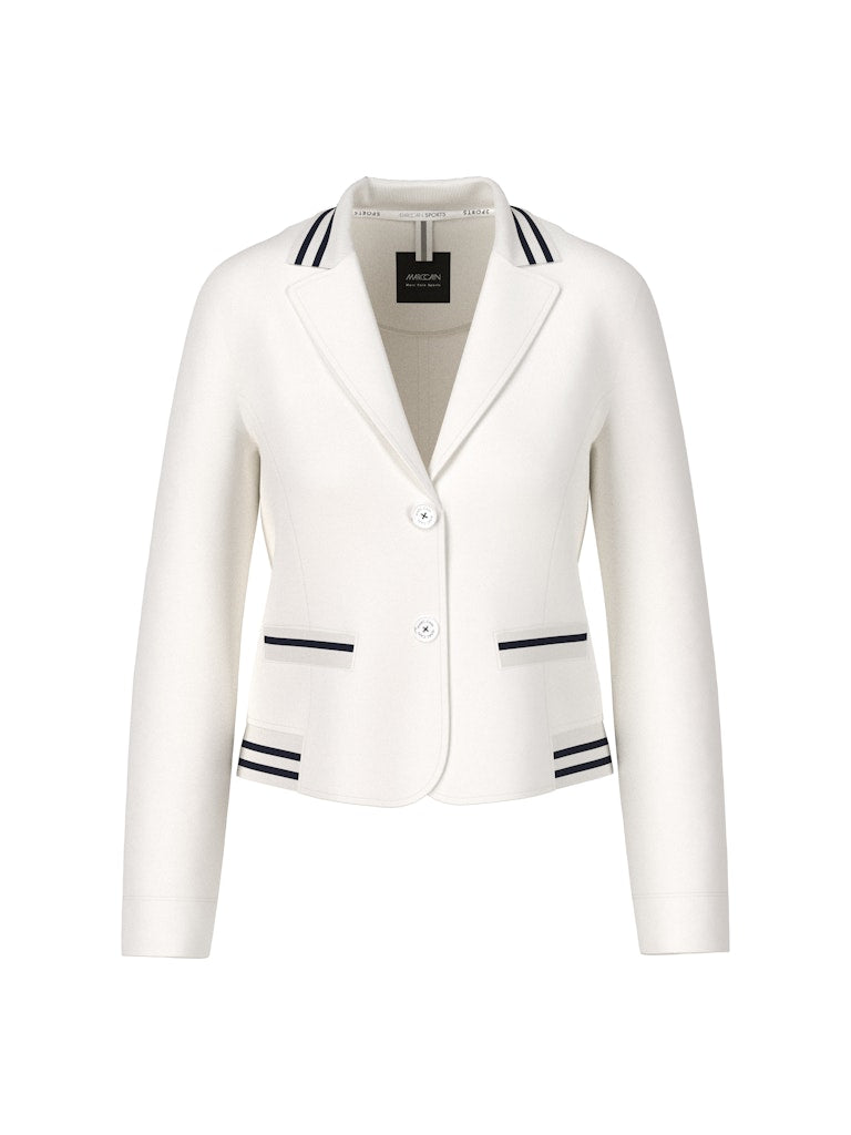 Jersey-Blazer in creme mit College Details
