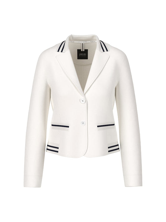Jersey-Blazer in creme mit College Details
