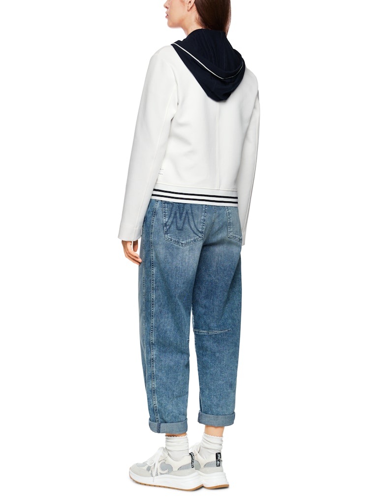 Jersey-Blazer in creme mit College Details