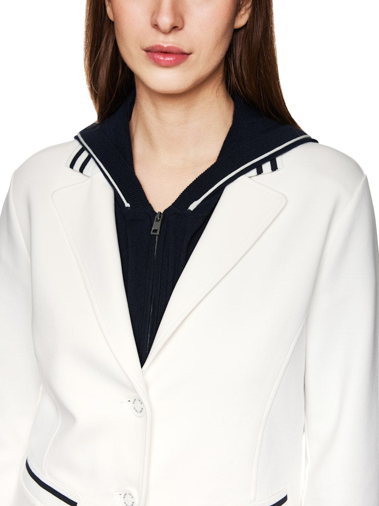 Jersey-Blazer in creme mit College Details