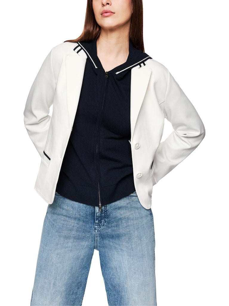 Jersey-Blazer in creme mit College Details