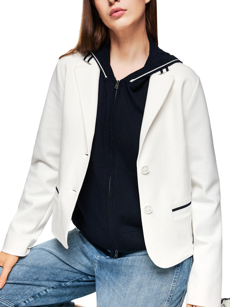 Jersey-Blazer in creme mit College Details
