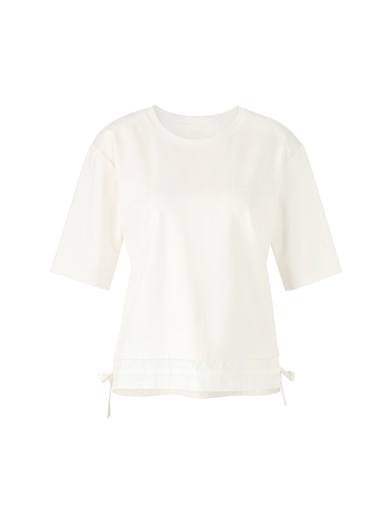 Kastiges Shirt in creme mit Kordelzug