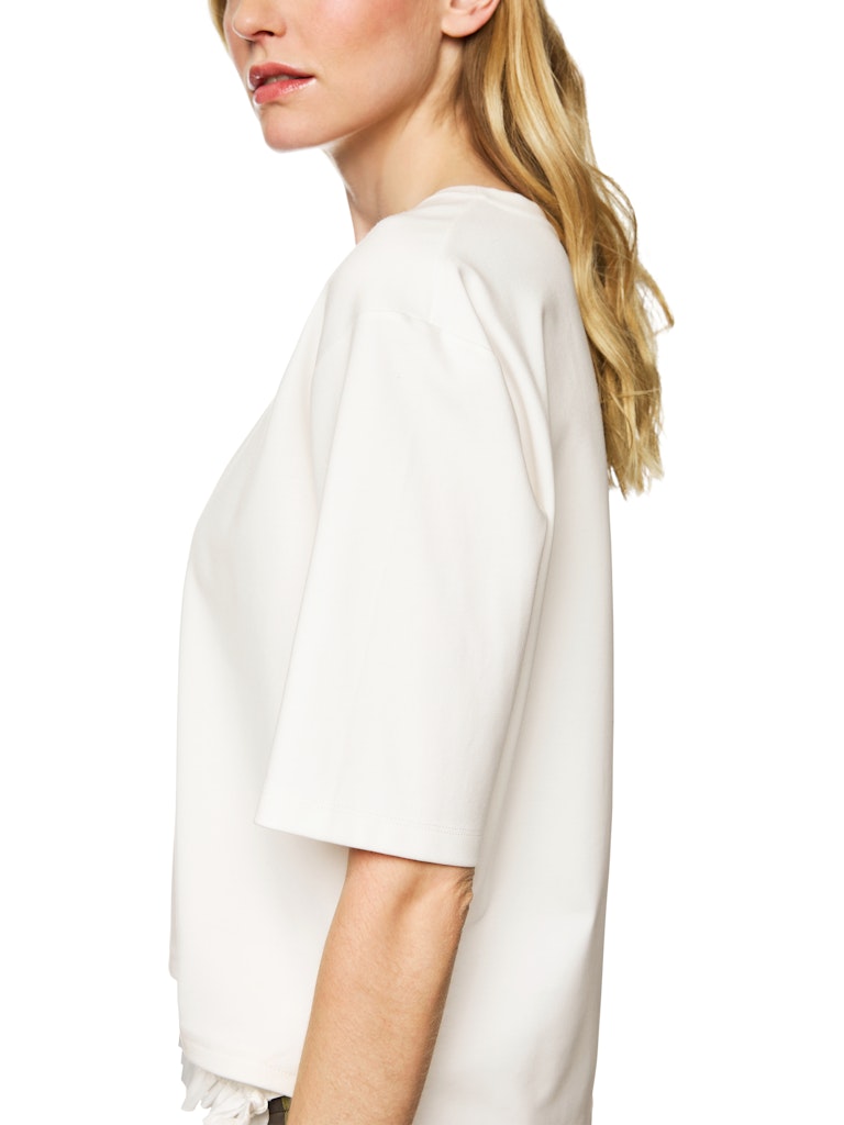 Kastiges Shirt in creme mit Kordelzug
