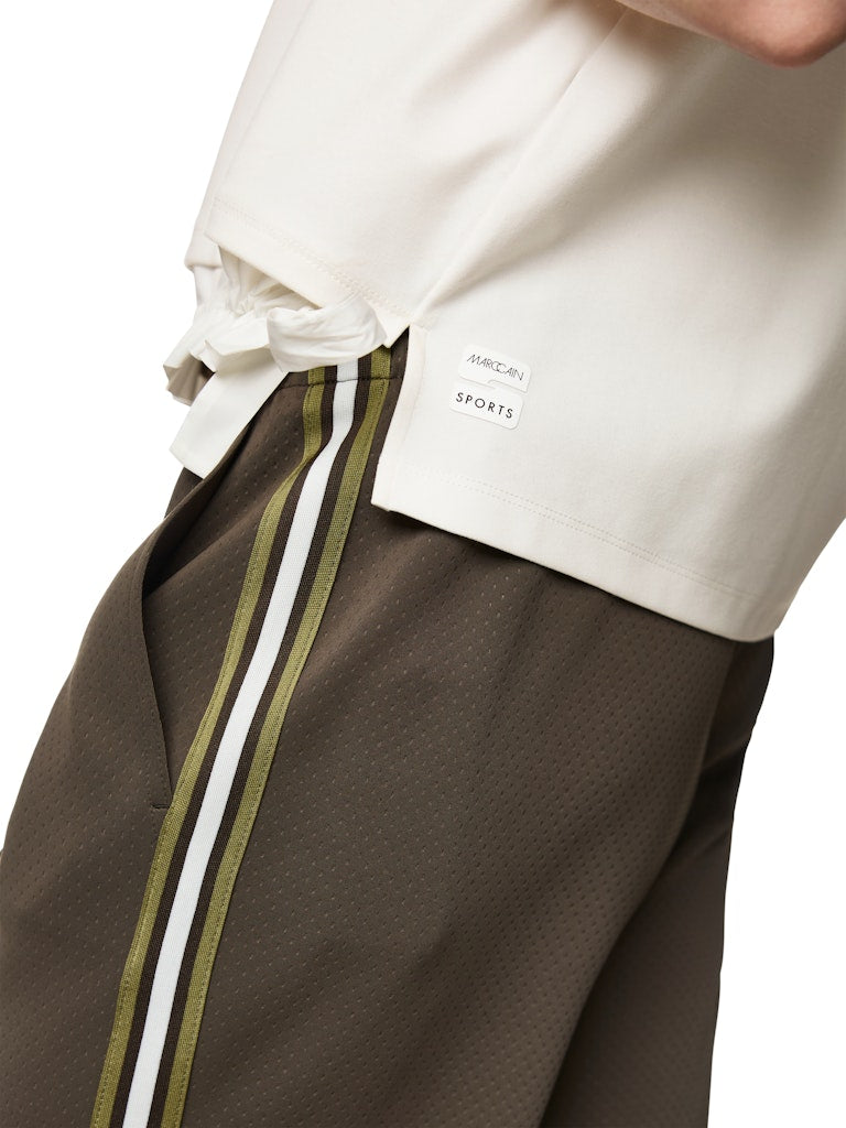 Kastiges Shirt in creme mit Kordelzug