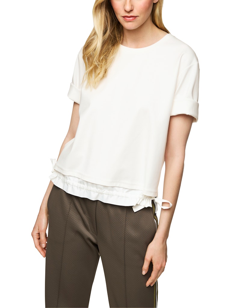 Kastiges Shirt in creme mit Kordelzug