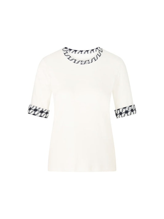 Shirt in creme mit Cube-Print Details