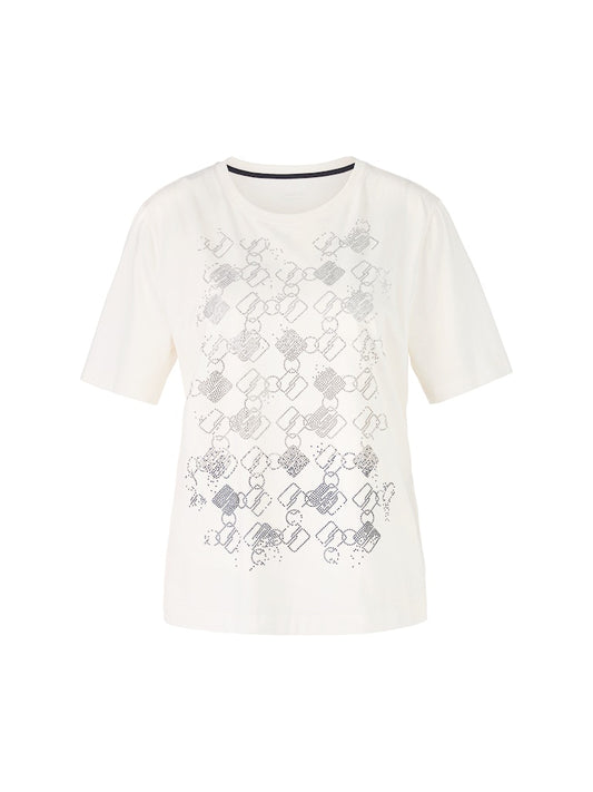 Shirt in creme mit funkelndem Cube Print