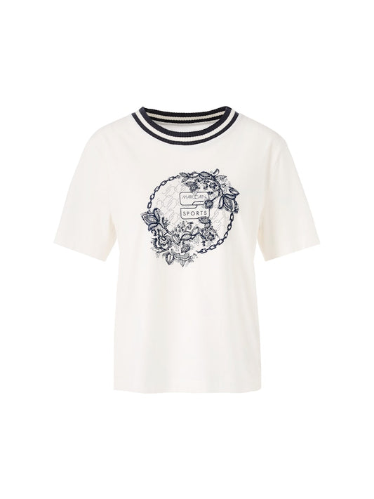 Shirt in creme mit platziertem Print