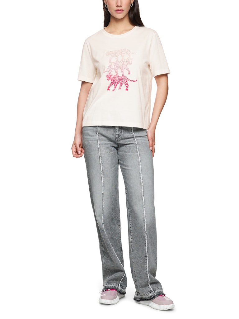 Shirt in creme mit Motiv-Aufdruck "Rethink Together"
