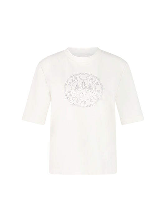 Shirt mit platziertem Motiv in creme