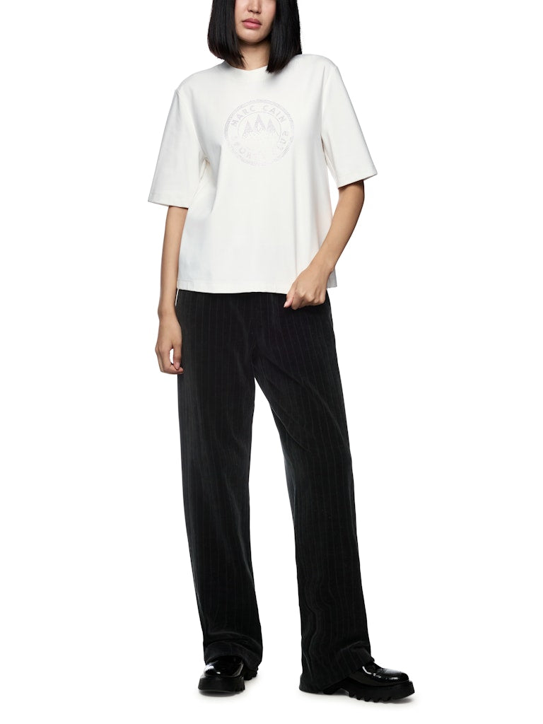 Shirt mit platziertem Motiv in creme