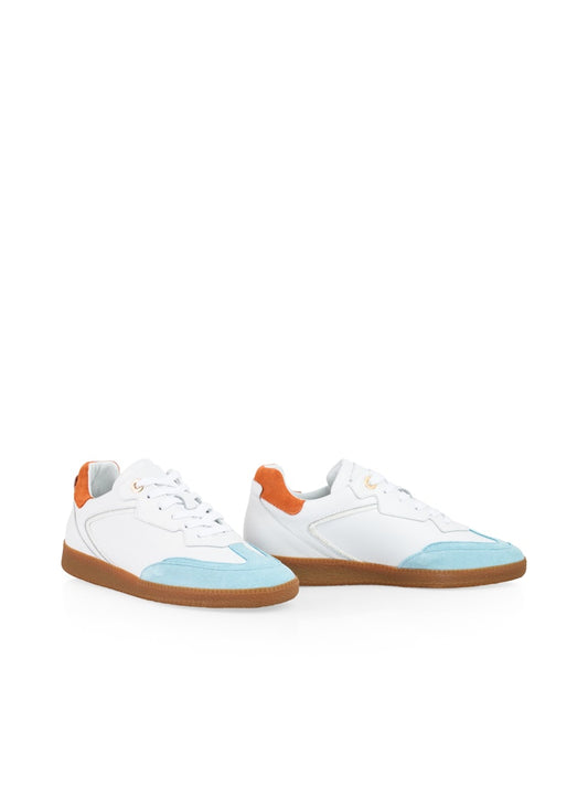 Sneaker aus Leder-Mix in Farbblock-Optik